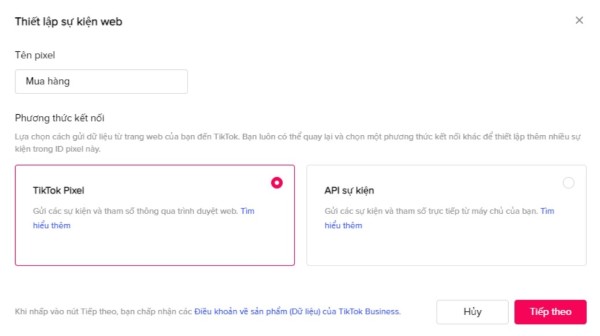 Chọn phương thức cài đặt Pixel