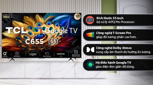 Tivi TCL Google QLED 4K 55 C655
