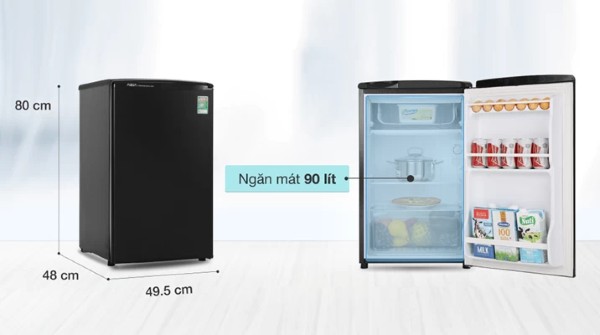 Tủ lạnh Aqua 90L AQR-D99FA(BS) có dung tích 90L và thiết kế 1 cửa