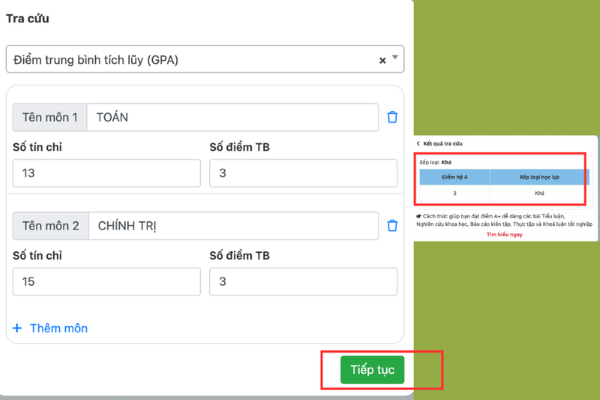 Nhấn nút "Tiếp tục"