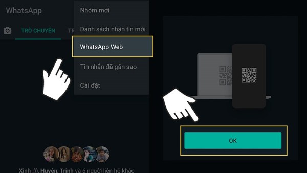 Chọn vào mục WhatsApp Web
