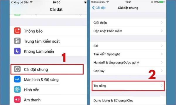 Chọn Cài đặt chung và nhấn vào Trợ năng