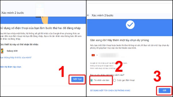 Chọn cách muốn nhận mã xác minh