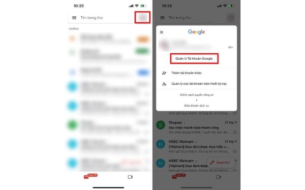 Chọn “Quản lý tài khoản Google của bạn