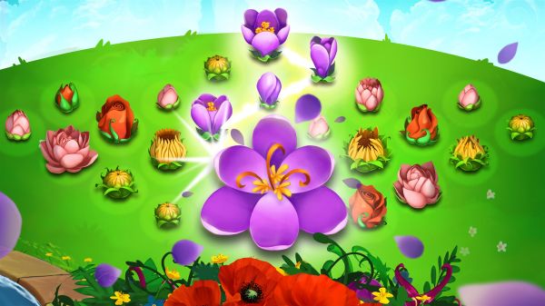 Nối ít nhất ba bông hoa cùng màu sao cho chúng biến mất và bông cuối nở to