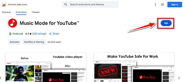 Chọn tiện ích, nhấn “Get”