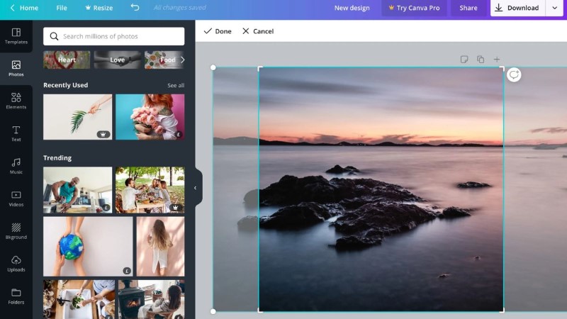 Tính năng cắt ảnh thông minh của Canva