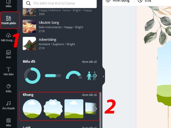 Chọn mục "Thành phần"