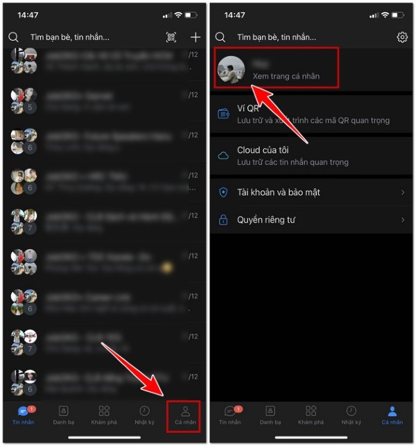 Chọn Trang cá nhân 