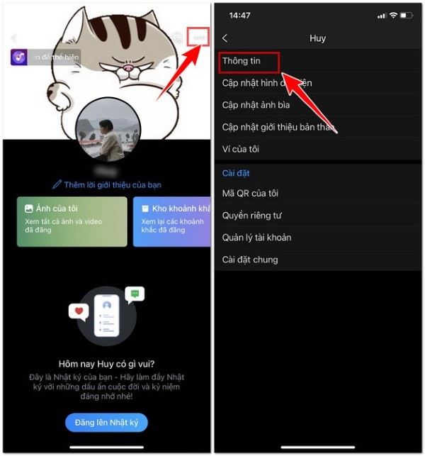 Chọn Thông tin tài khoản