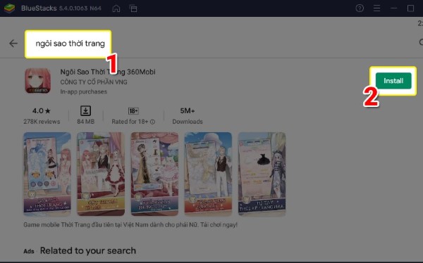 Nhấn Cài đặt (Install) để tải trò chơi