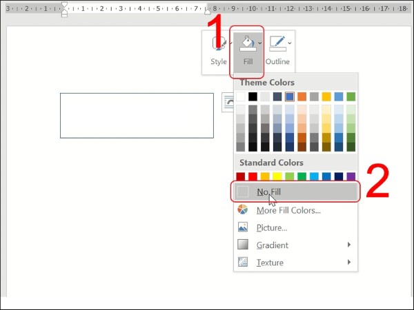 Chọn Fill → No Fill