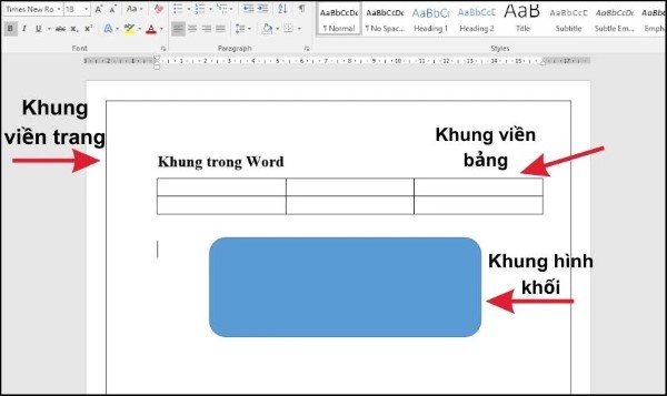 Những dạng khung phổ biến trong Word
