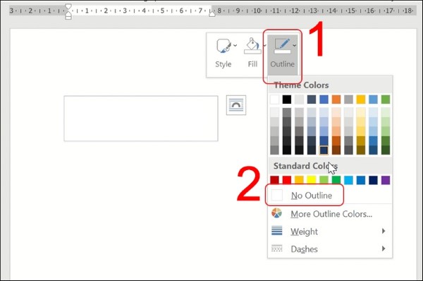 Chọn Outline → No Outline