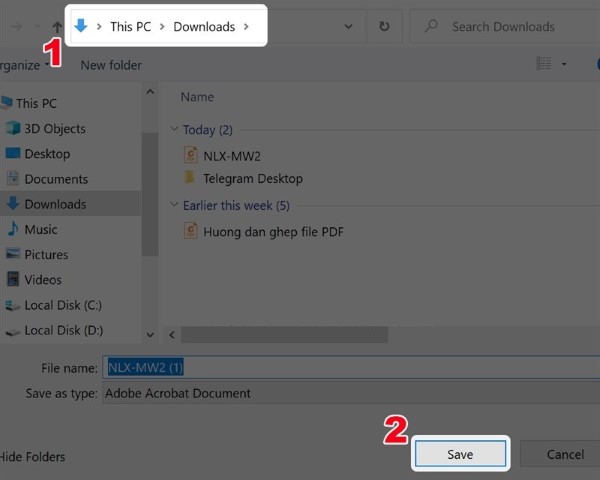 Chọn thư mục lưu và nhấn Save