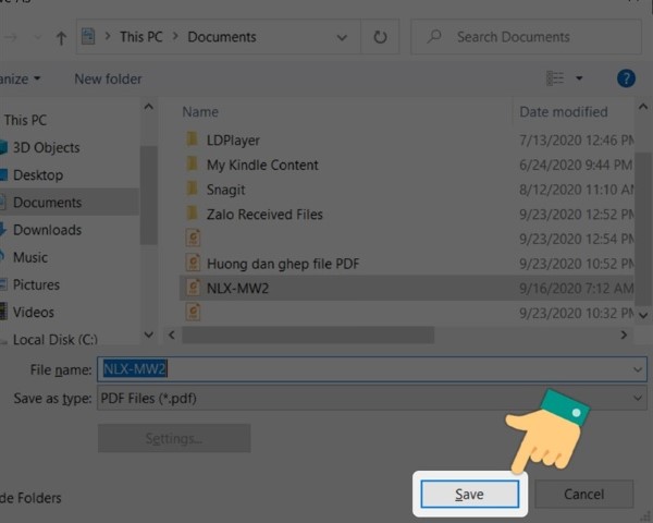 Chọn thư mục lưu và nhập tên file mới