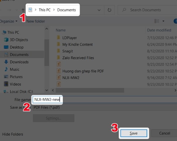 Chọn vị trí lưu và nhấn Save