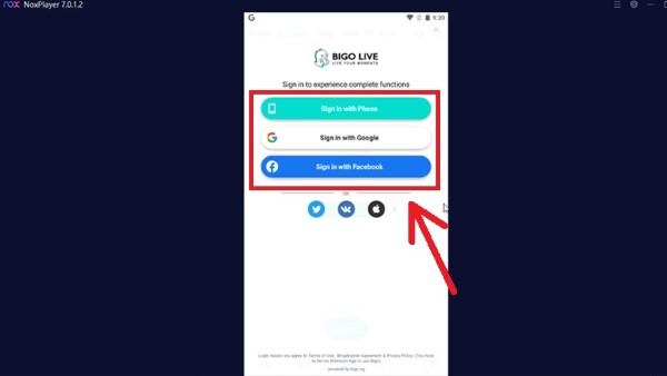 Đăng nhập tài khoản với các tùy chọn