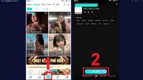 Tiến hành livestream như trên thiết bị di động