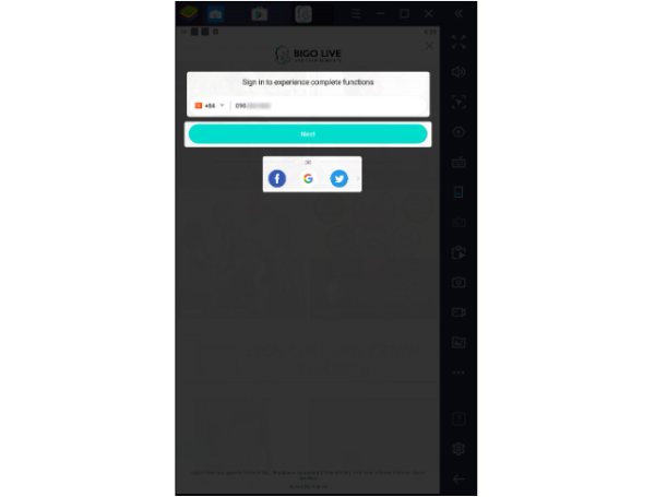 Chọn đăng nhập tài khoản livestream