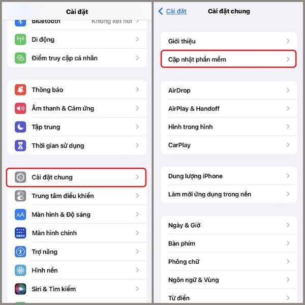 Chọn Cập nhật phần mềm