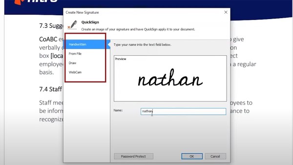 Chọn Create New Signature và cách tạo chữ ký