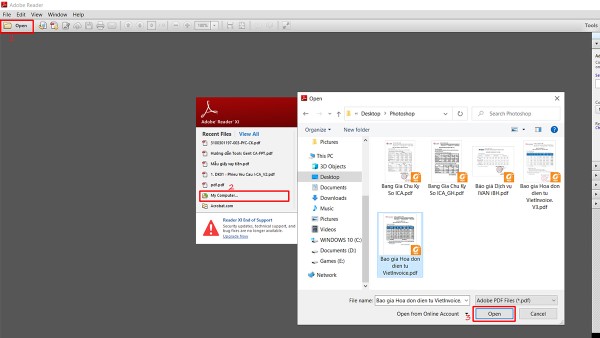 Mở file PDF bằng Adobe Reader