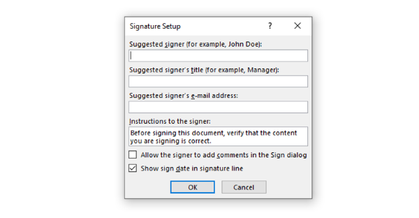Nhập thông tin người ký vào các dòng tương ứng