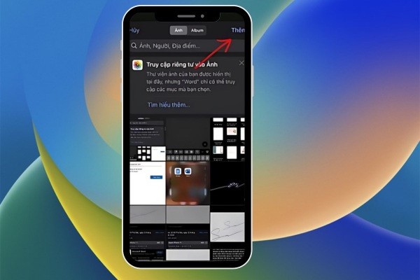 Chọn biểu tượng chèn hình ảnh