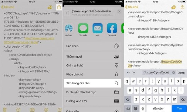 Tìm kiếm dòng chữ BatteryCycleCount