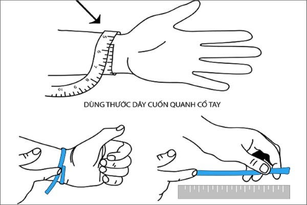 Dùng dây hoặc thước dây mềm quấn quanh cổ tay