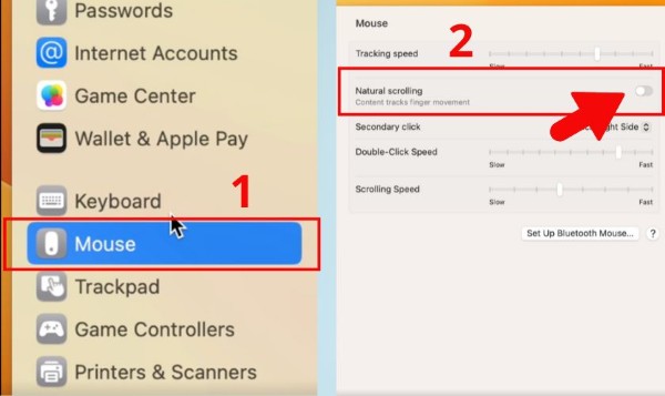 Chọn bật hoặc tắt Natural Scrolling