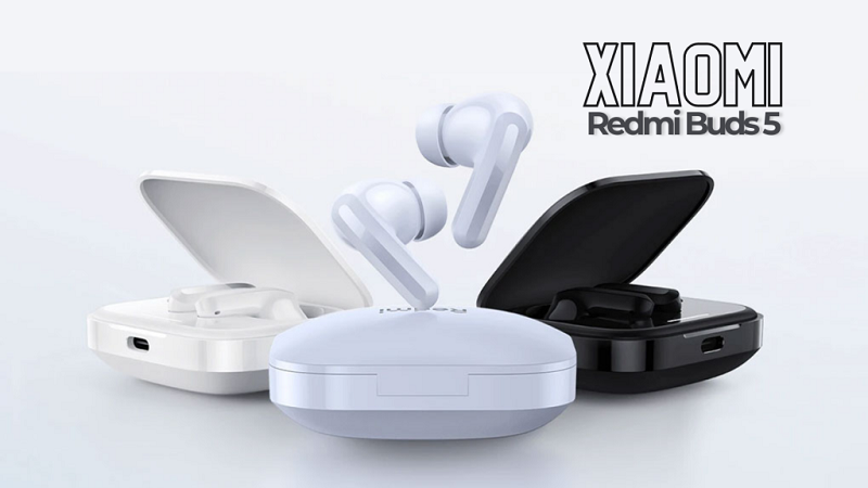 Redmi Buds 5 có ngoại hình trẻ trung, hộp sạc thiết kế vuông vức 