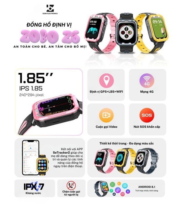 Các thông số kỹ thuật đồng hồ định vị Zobo Z6