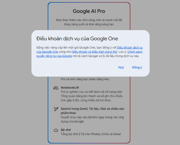 Nhấn Đồng ý và thêm phương thức thanh toán phù hợp