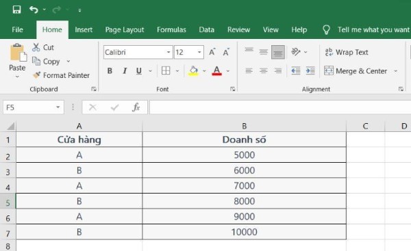 Đề bài cần tính tổng doanh số của cửa hàng “A”