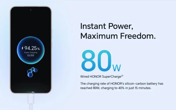 HONOR 400 sở hữu viên pin 6000 mAh và sạc nhanh lên tới 80W