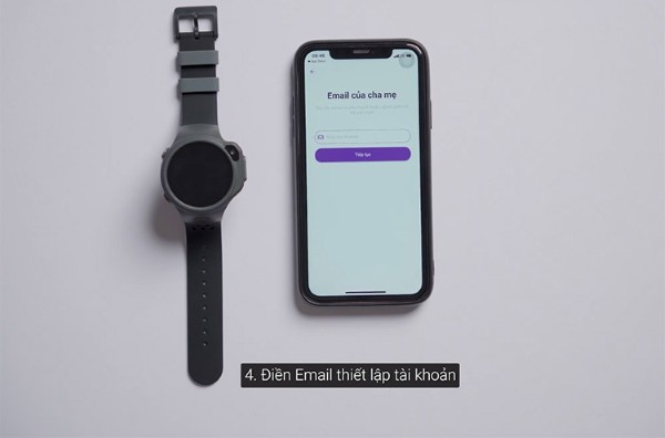 Nhập email của ba mẹ để thiết lập