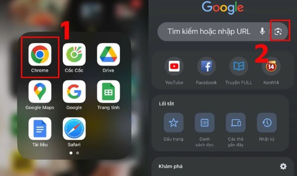 Mở ứng dụng Google trên điện thoại và nhấn vào biểu tượng máy ảnh
