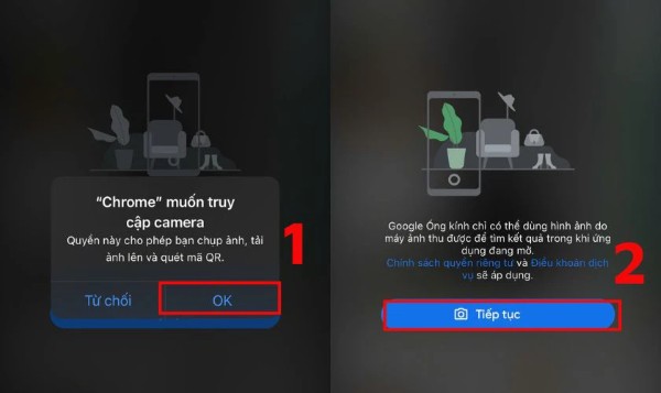 Cho phép Google Lens truy cập camera