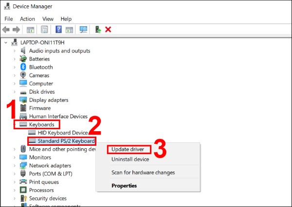 Chọn Update driver