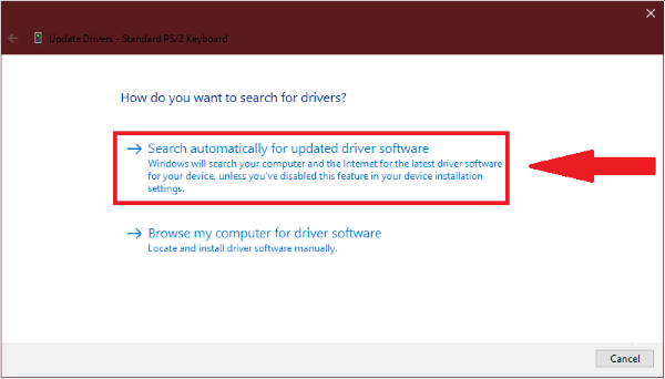 Chọn Search automatically for drivers để Windows