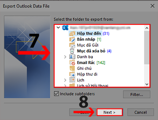 Chọn thư mục cần xuất và nhấn Next