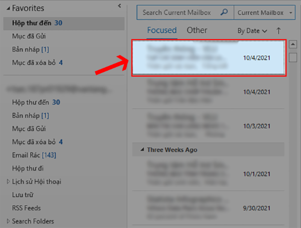 Nếu là 1 email thì hãy nhấp chuột chọn email đó