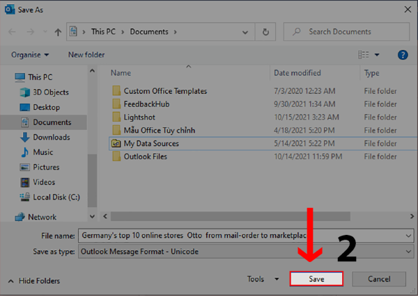 Chọn vị trí muốn lưu và nhấn Save 