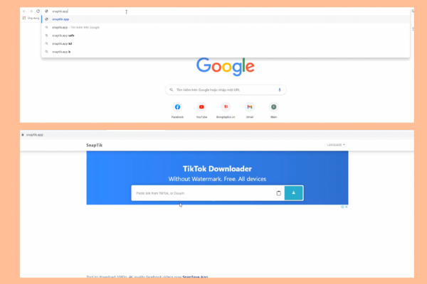 Truy cập vào trang web SnapTik