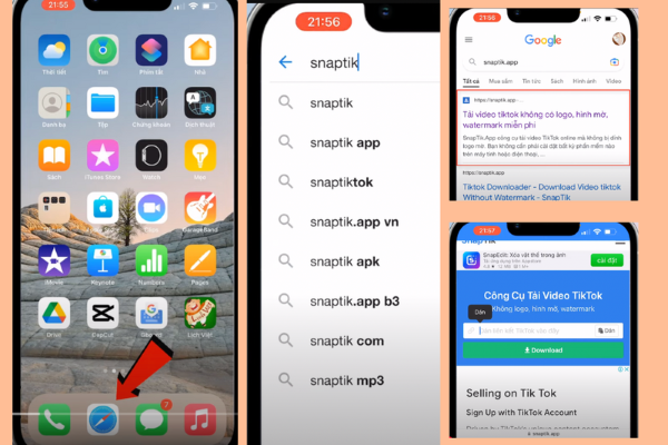 Tìm kiếm “SnapTik” hoặc truy cập vào snaptik.app