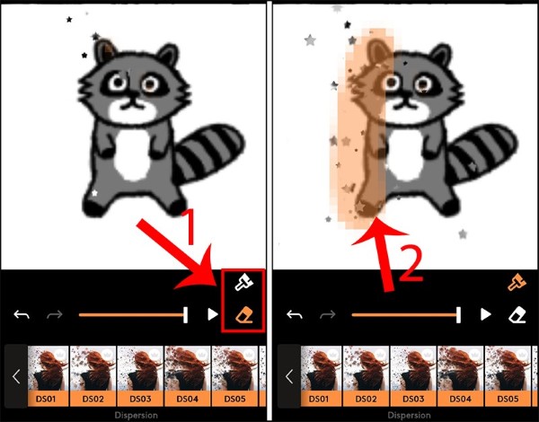 Nhấn vào biểu tượng tẩy