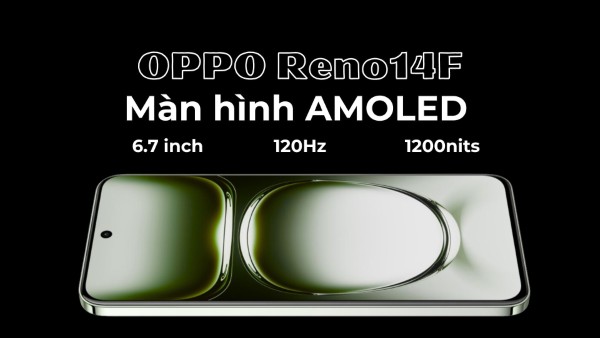 Oppo Reno14F trang bị tấm nền AMOLED 6.7 inch với tần số quét 120Hz