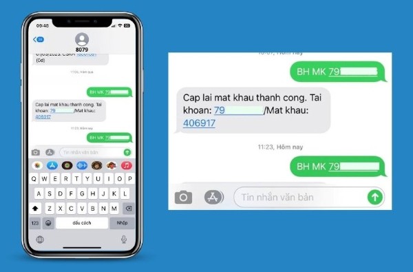 Nhận lại mật khẩu mới qua tin nhắn SMS từ hệ thống